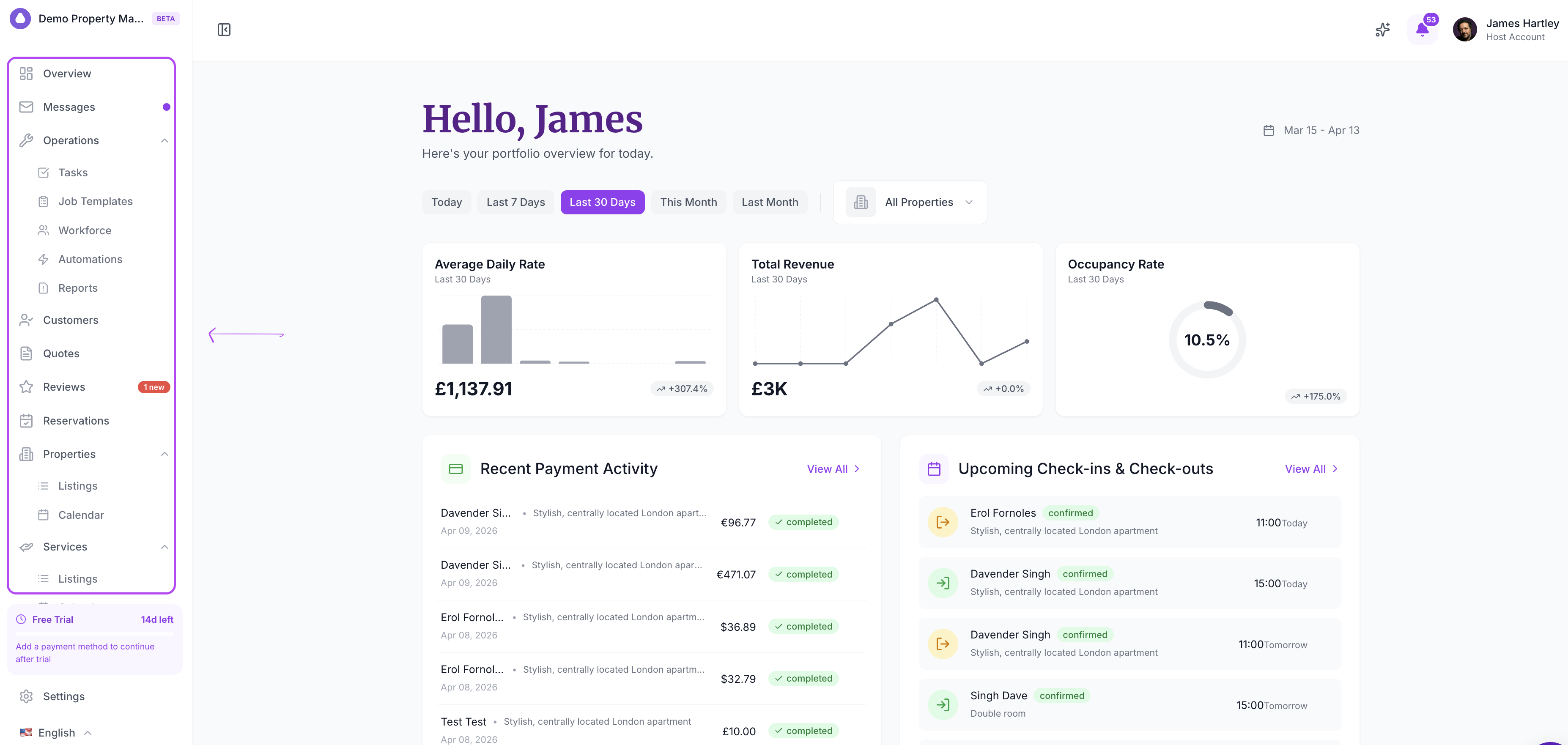 The full sidebar expanded, showing all sections and sub-items