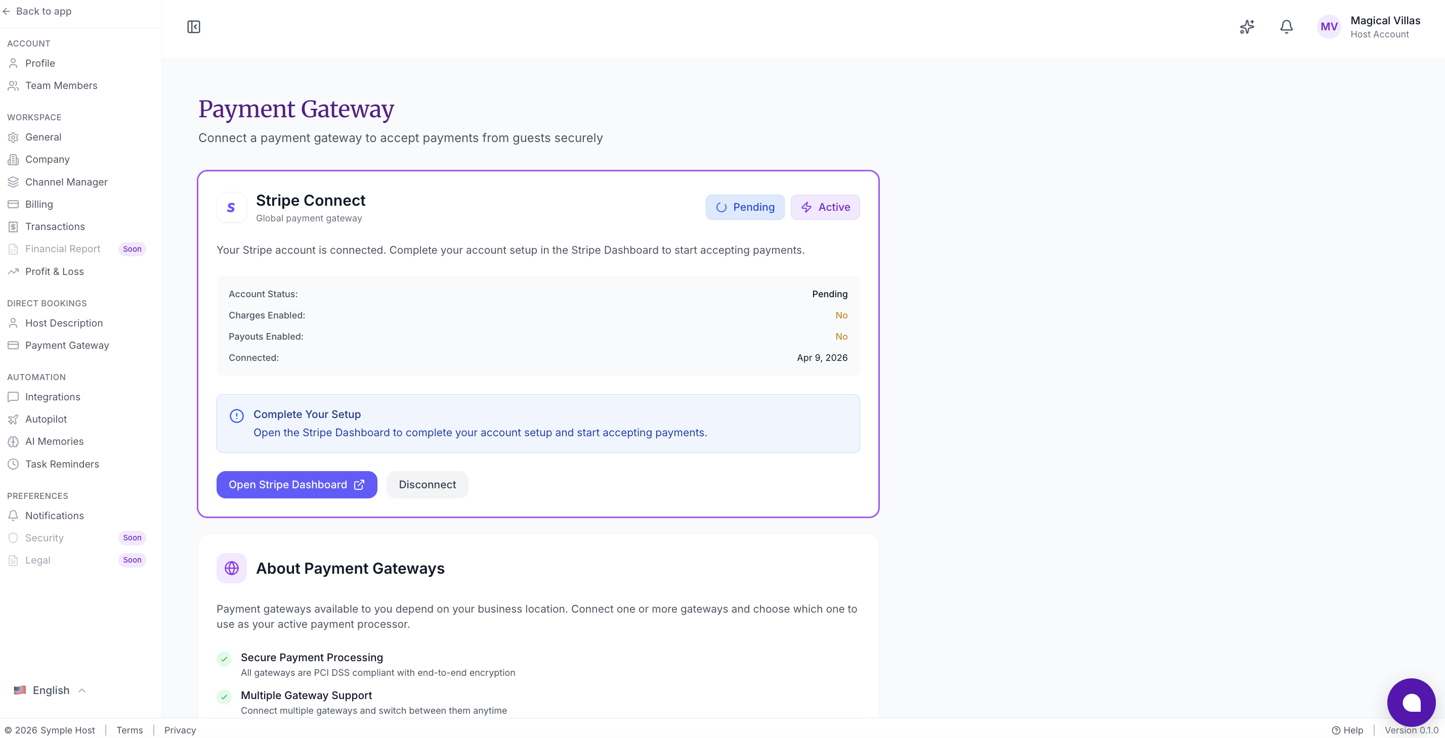 Stripe pending setup state